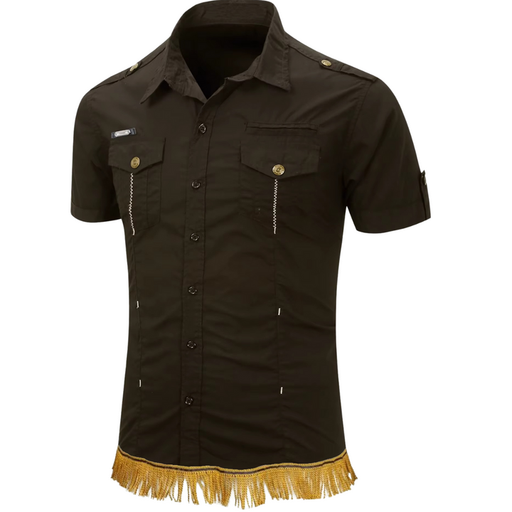 100% Cotton Military Cargo Shirt with Fringes