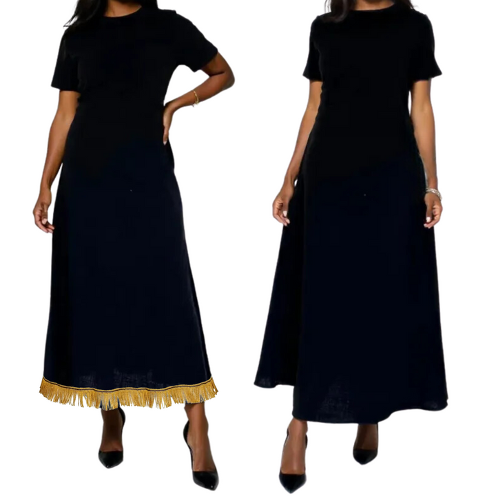 100% Cotton Pleated Crew Neck Maxi Dress