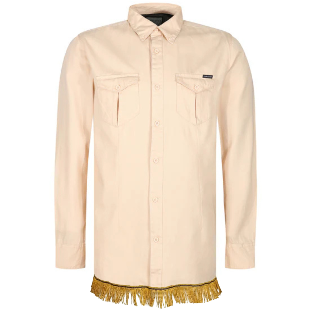 Men's 2 Pocket Button Down Shirt with Fringes