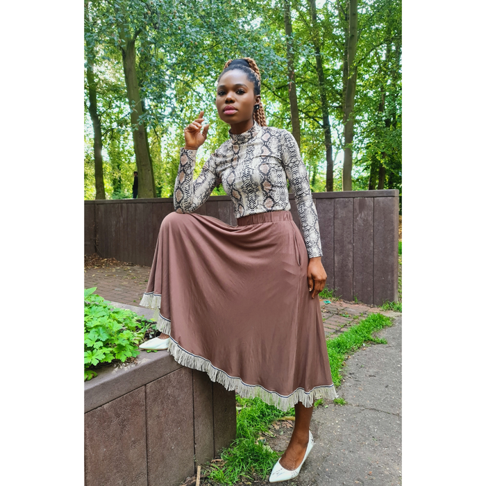 Plain Circle Midi Skirt with Pockets (3 Colors)