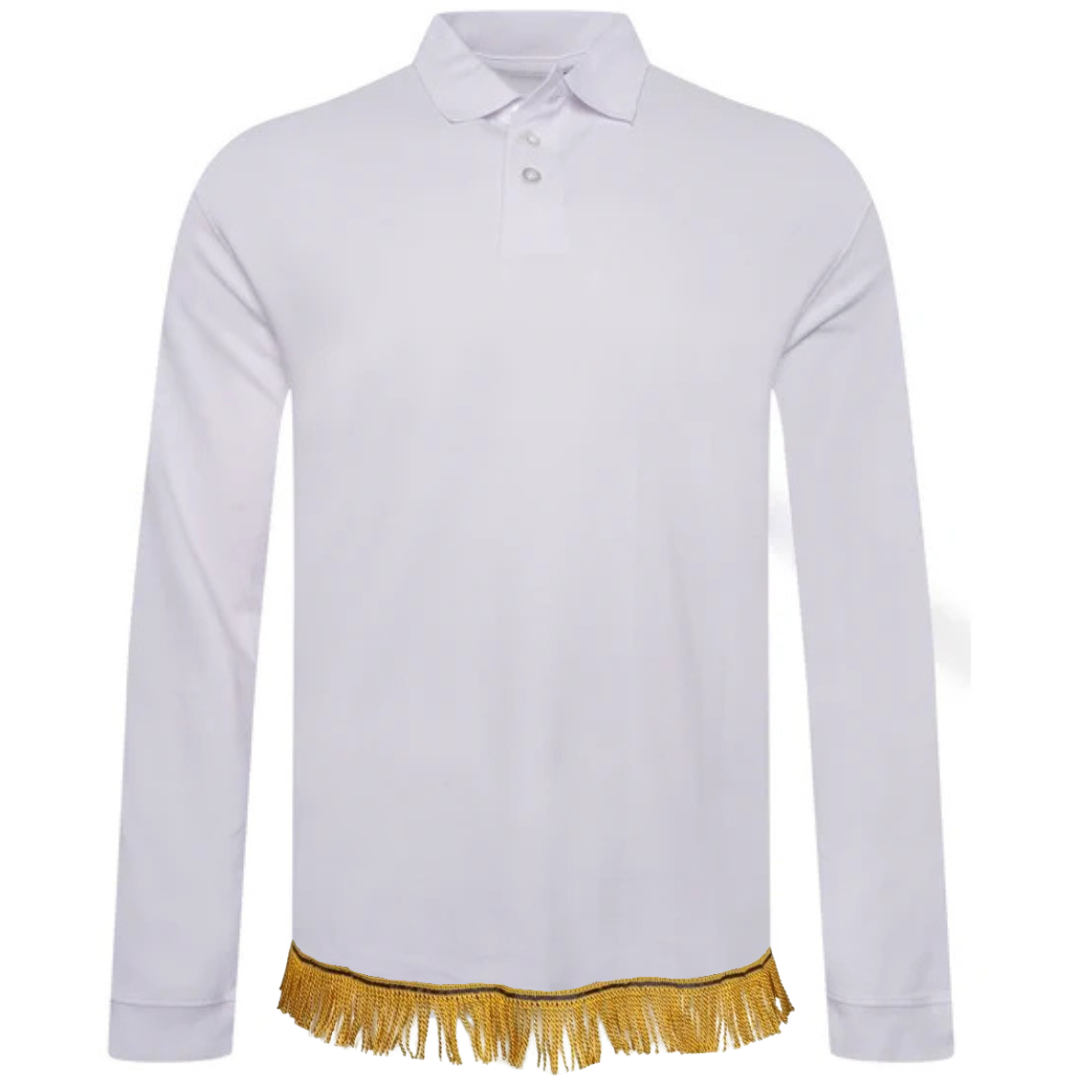 Cotton Long Sleeve Polo with Fringes (2 for $60/3 for $80) (8 Colors)