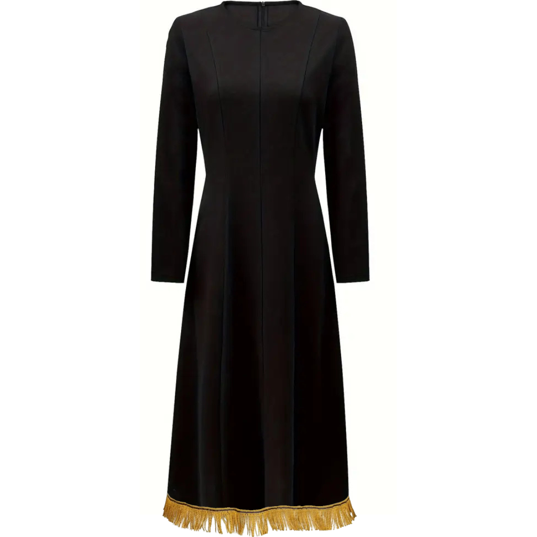 Black Long Sleeve Crew Neck Maxi Dress