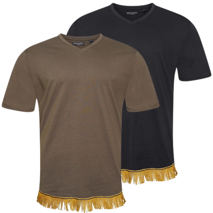 Men's V Neck T-Shirt with Fringes