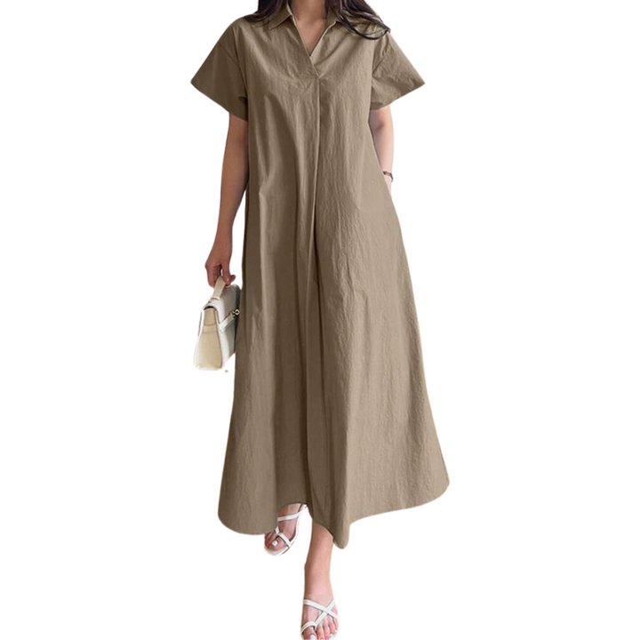 100% Cotton Turn-Down Collar Shirt Dress