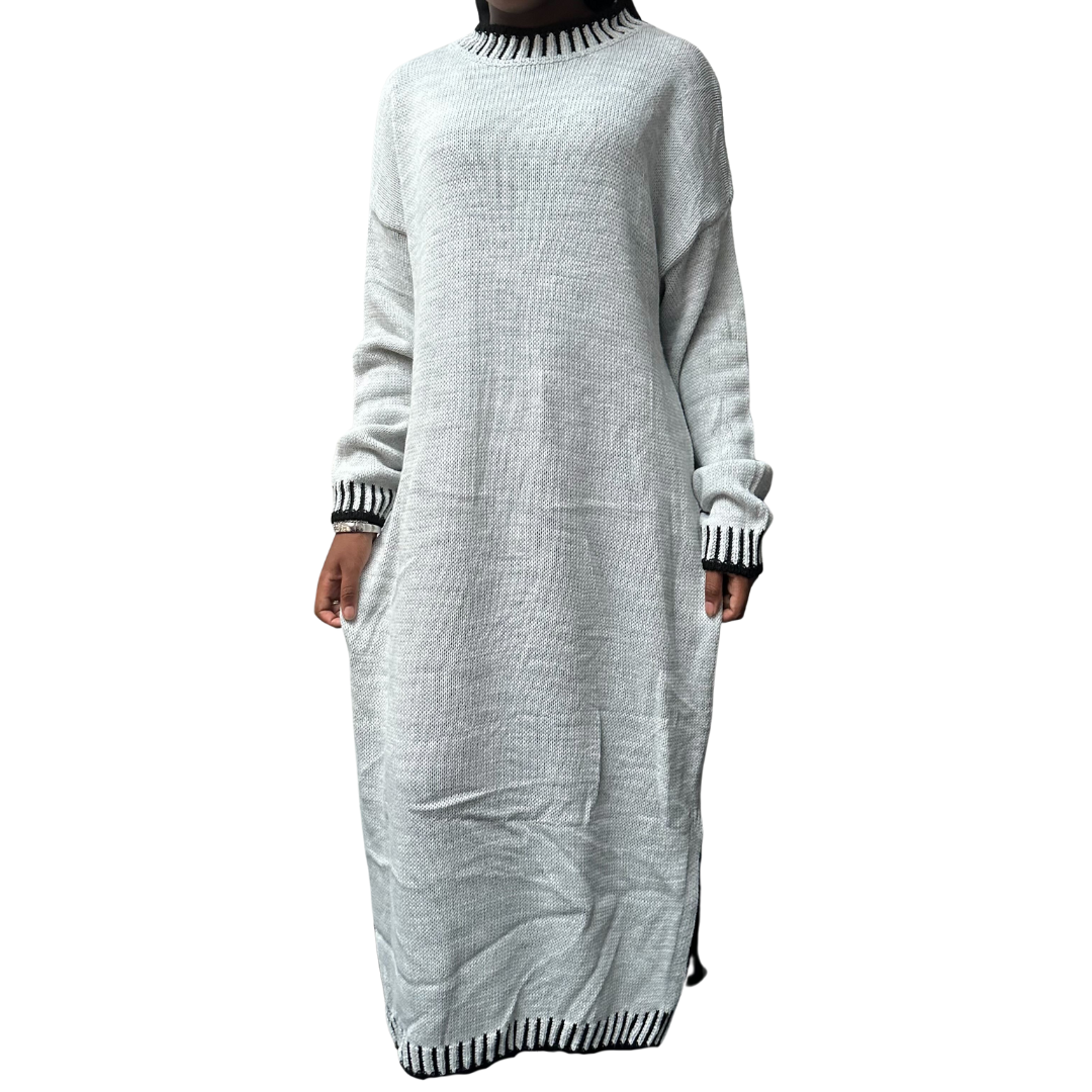 Contrast Trim Knitted Maxi Dress