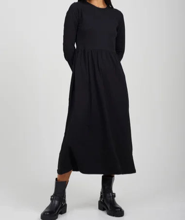 100% Cotton Solid Midi Smock Dress