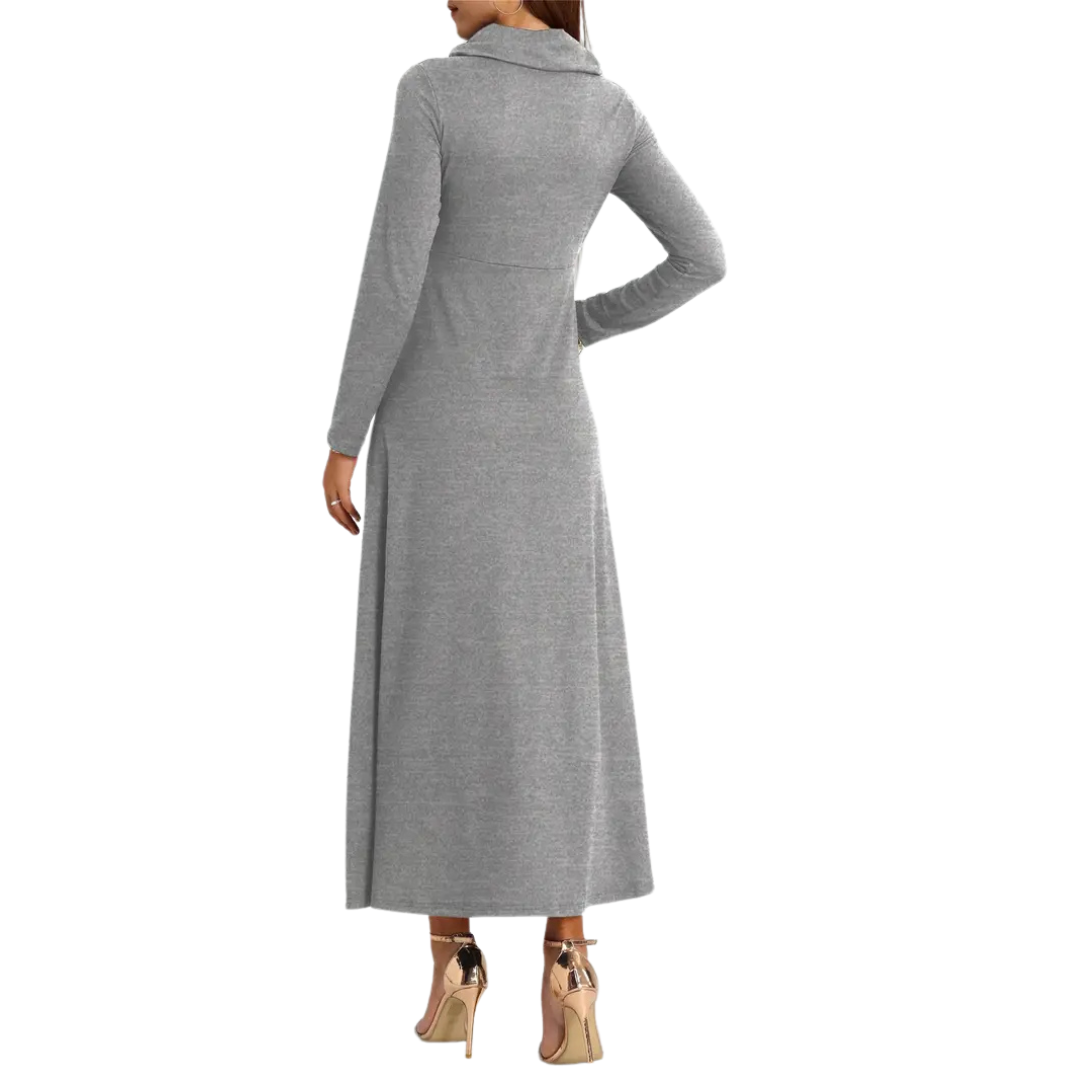 Turtleneck Maxi Dress with Front Pockets