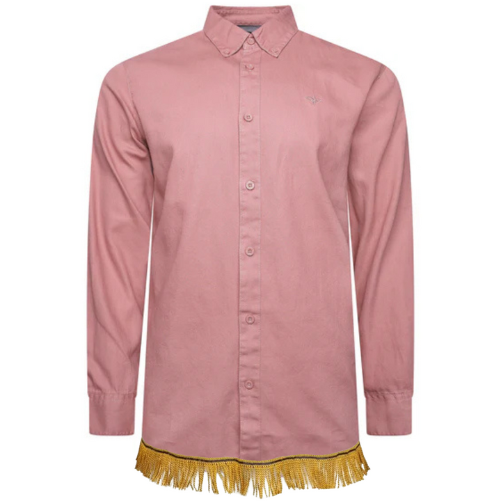 Men's Long Sleeve Button Down Shirt with Fringes