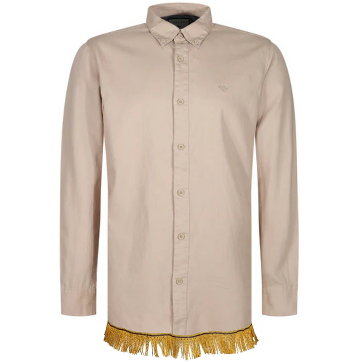 Men's Long Sleeve Button Down Shirt with Fringes