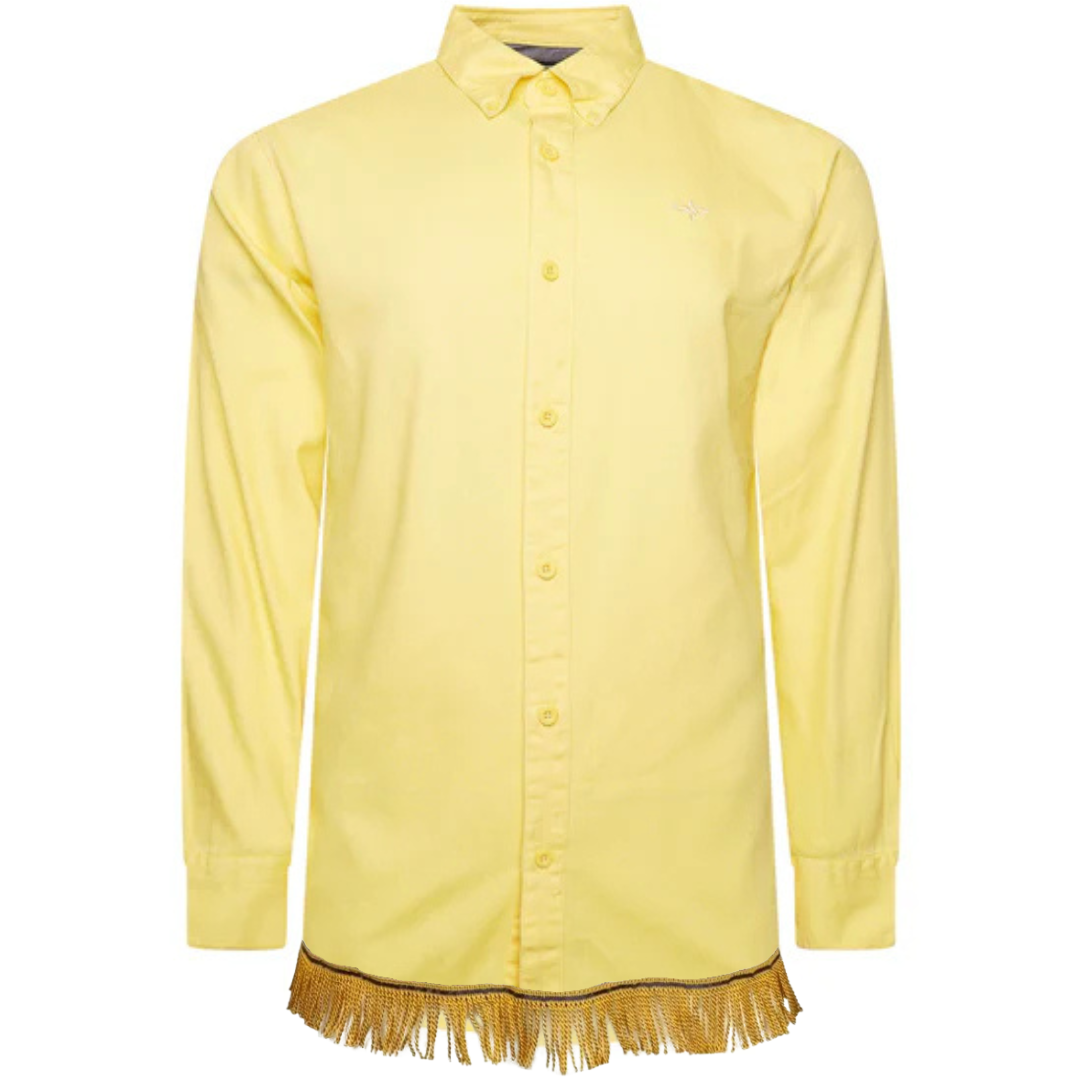 Men's Long Sleeve Button Down Shirt with Fringes