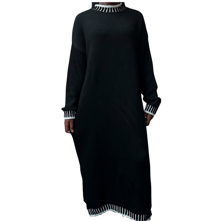 Contrast Trim Knitted Maxi Dress