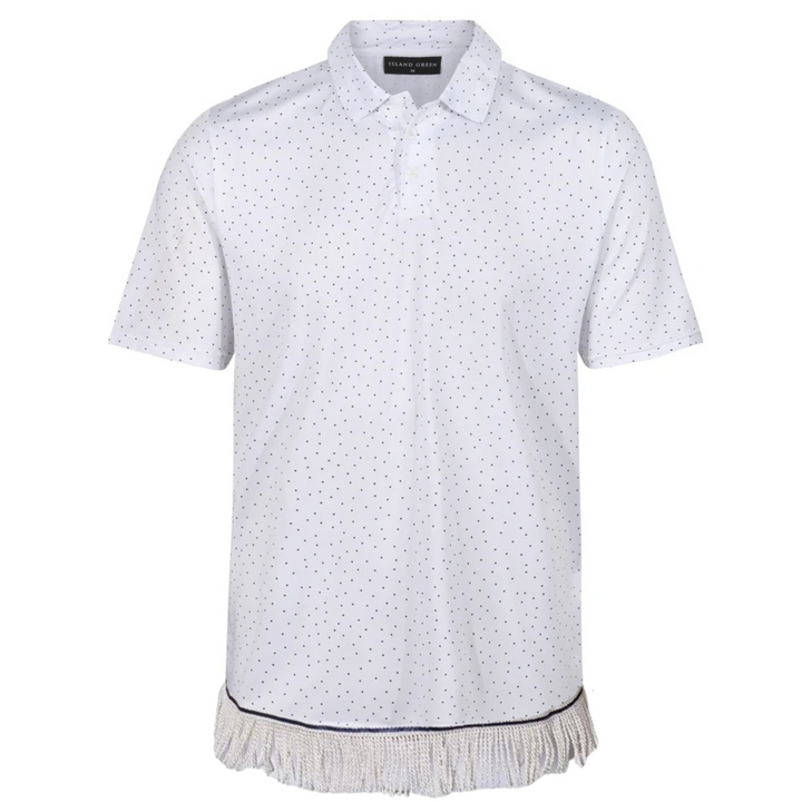 Men's Dot Print Polo Shirt with Fringes