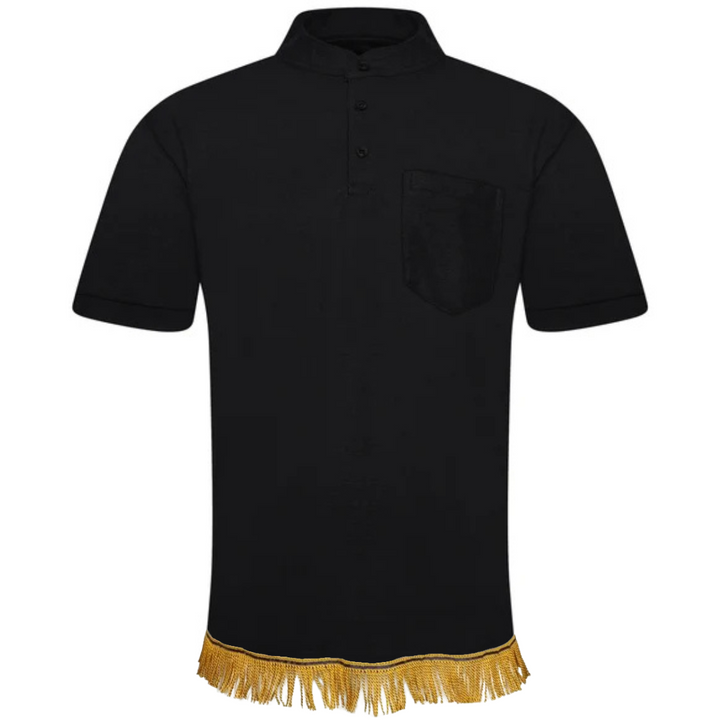 Men's Henley Collar Polo Shirt with Fringes