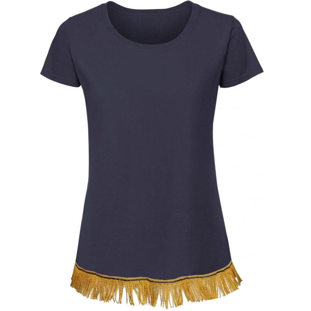 Women's Plain Short Sleeve T-Shirt with Fringes