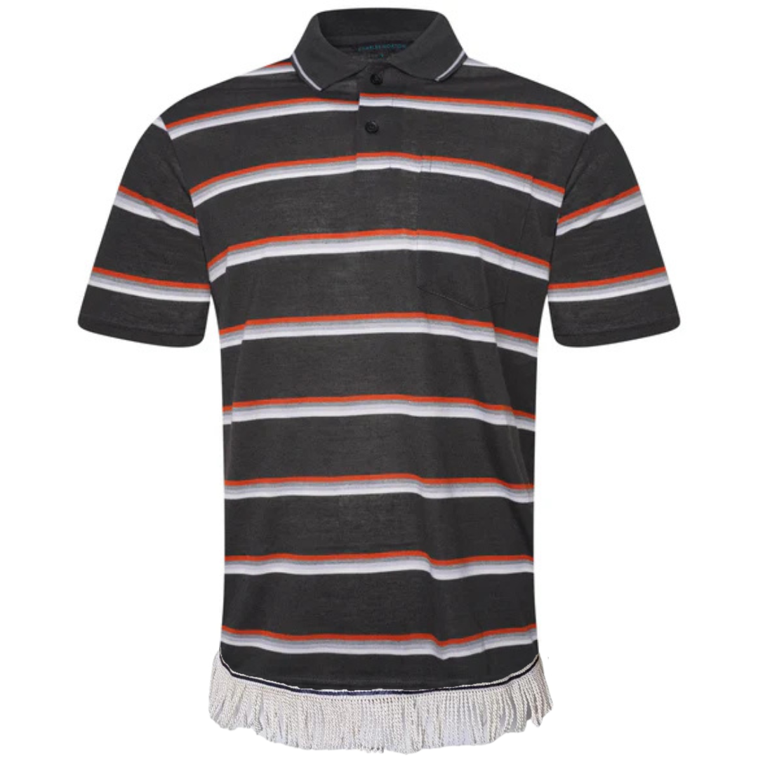 Men's Striped Polo Shirt with Fringes