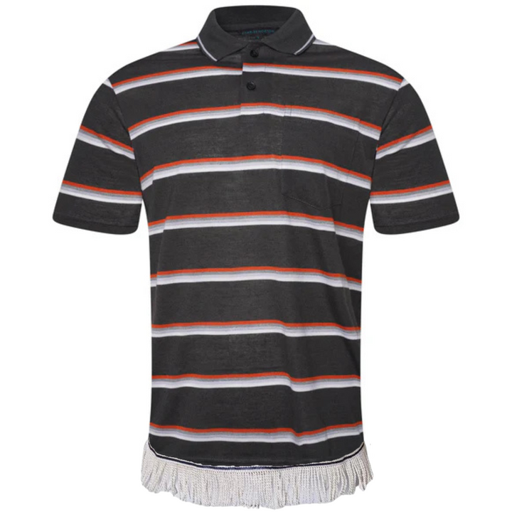 Men's Striped Polo Shirt with Fringes