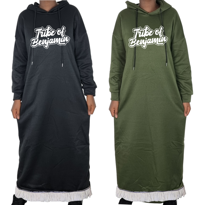 Tribe of Benjamin Hooded Sweatshirt Dress with Pockets