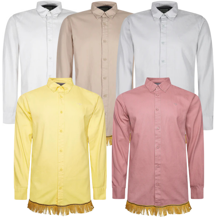 Men's Long Sleeve Button Down Shirt with Fringes