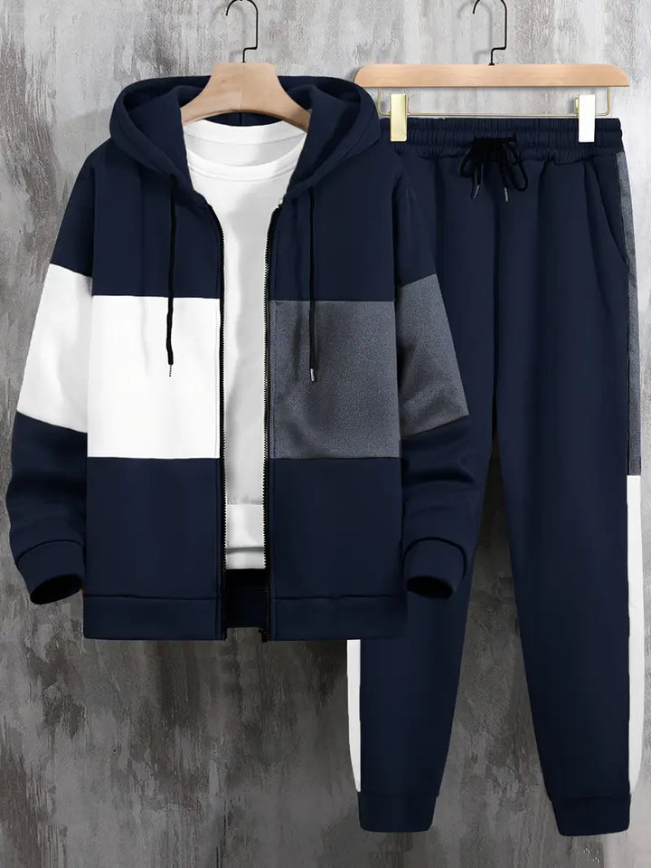 Men's Color Block Tracksuit Set