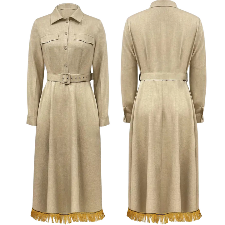 Long Sleeve Belted Maxi Shirt Dress