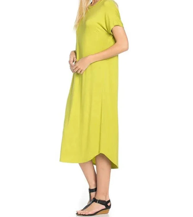 Loose Fit Crew Neck Midi Dress