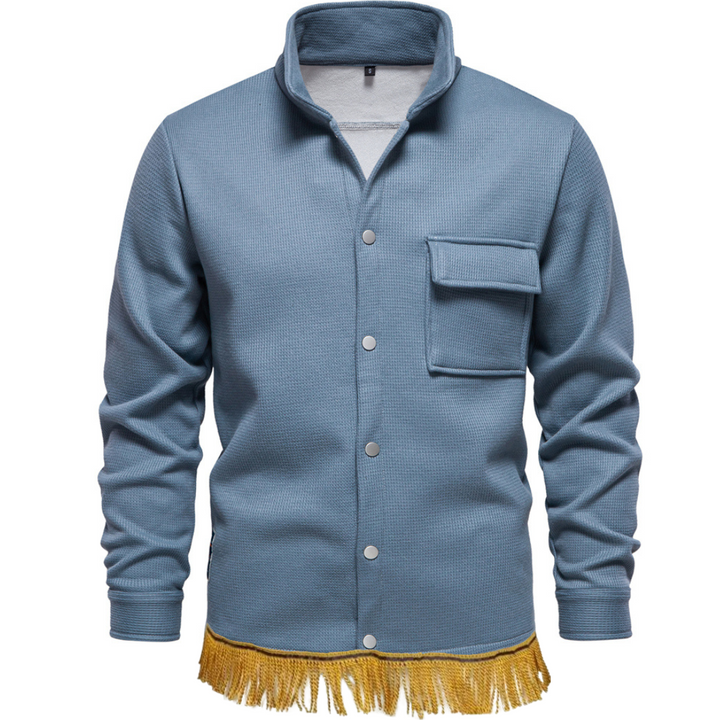 Men's Fleece Lined Button Up Jacket with Fringes