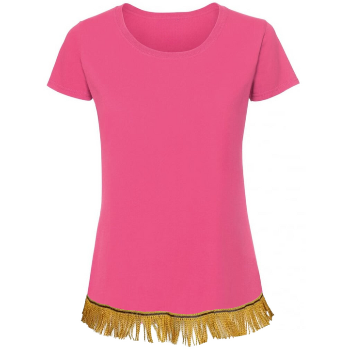 Women's Plain Short Sleeve T-Shirt with Fringes