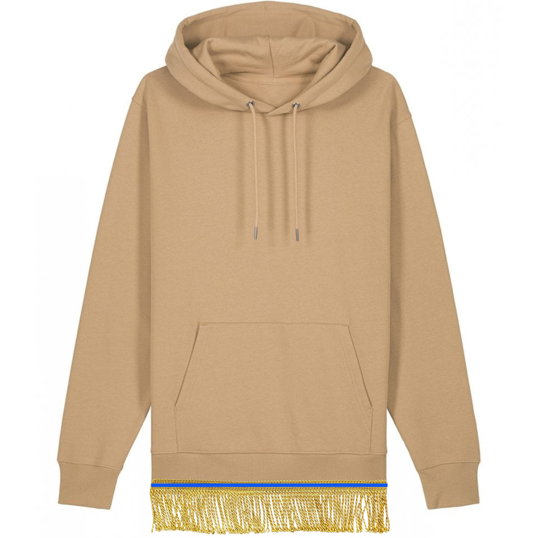 Men's Organic Cotton Pullover Hoodie with Fringes