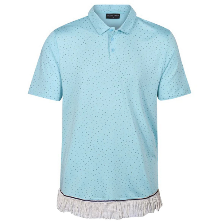 Men's Dot Print Polo Shirt with Fringes