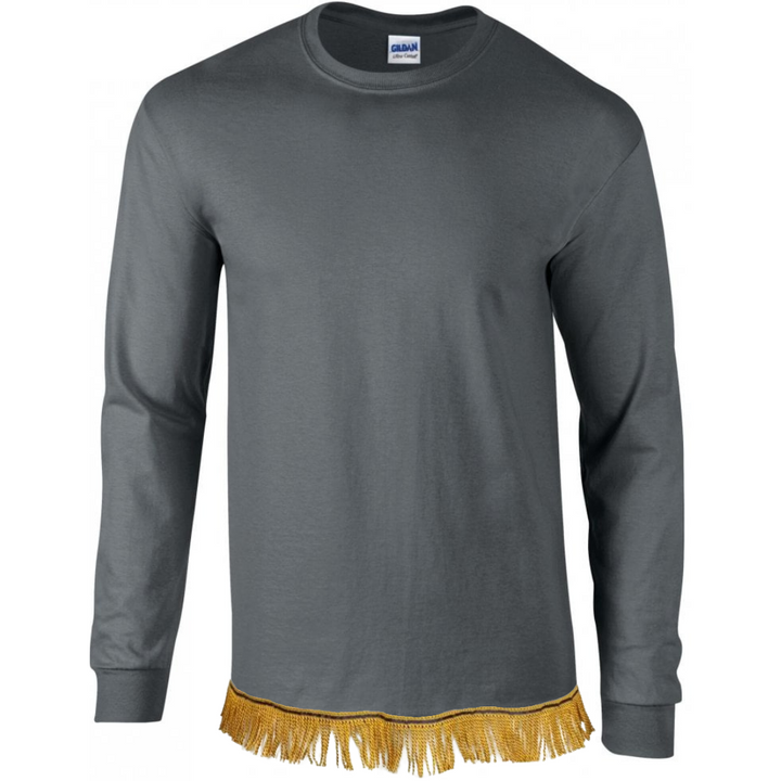 Men's Plain Long Sleeve T-Shirt with Fringes