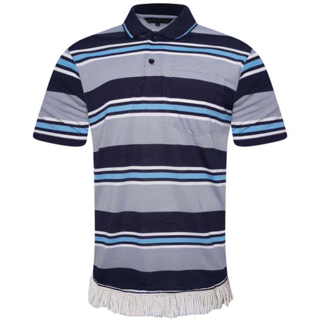 Men's Striped Polo Shirt with Fringes