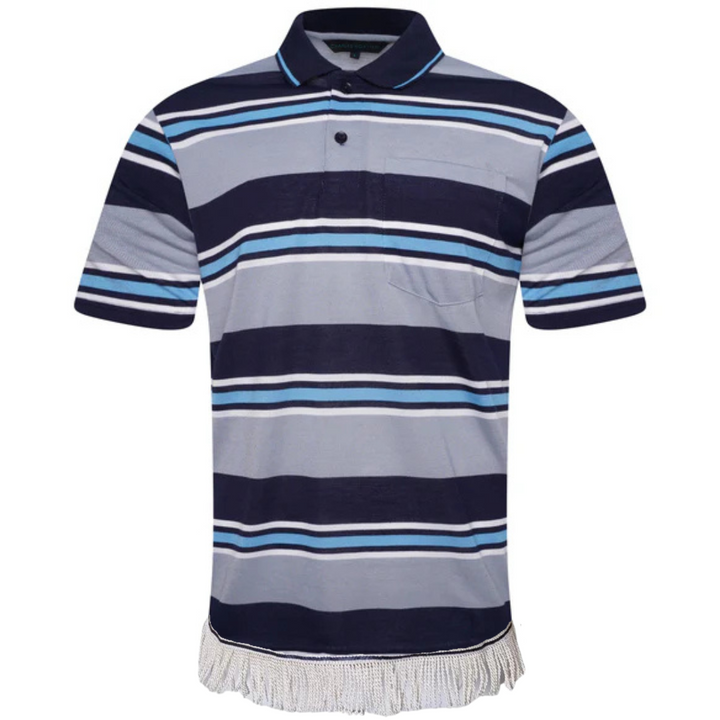 Men's Striped Polo Shirt with Fringes