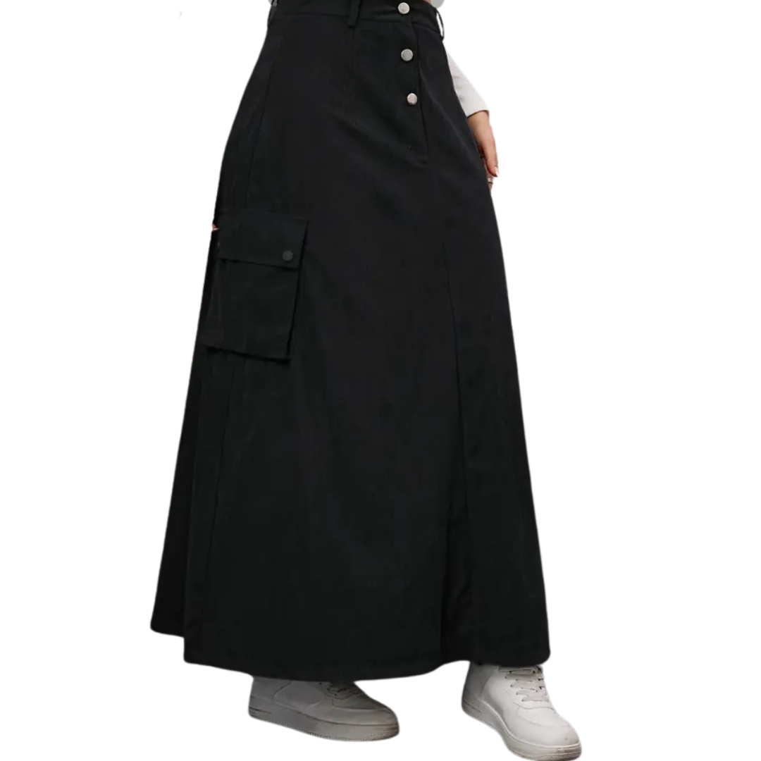 High Waist Corduroy Cargo Skirt with Pockets