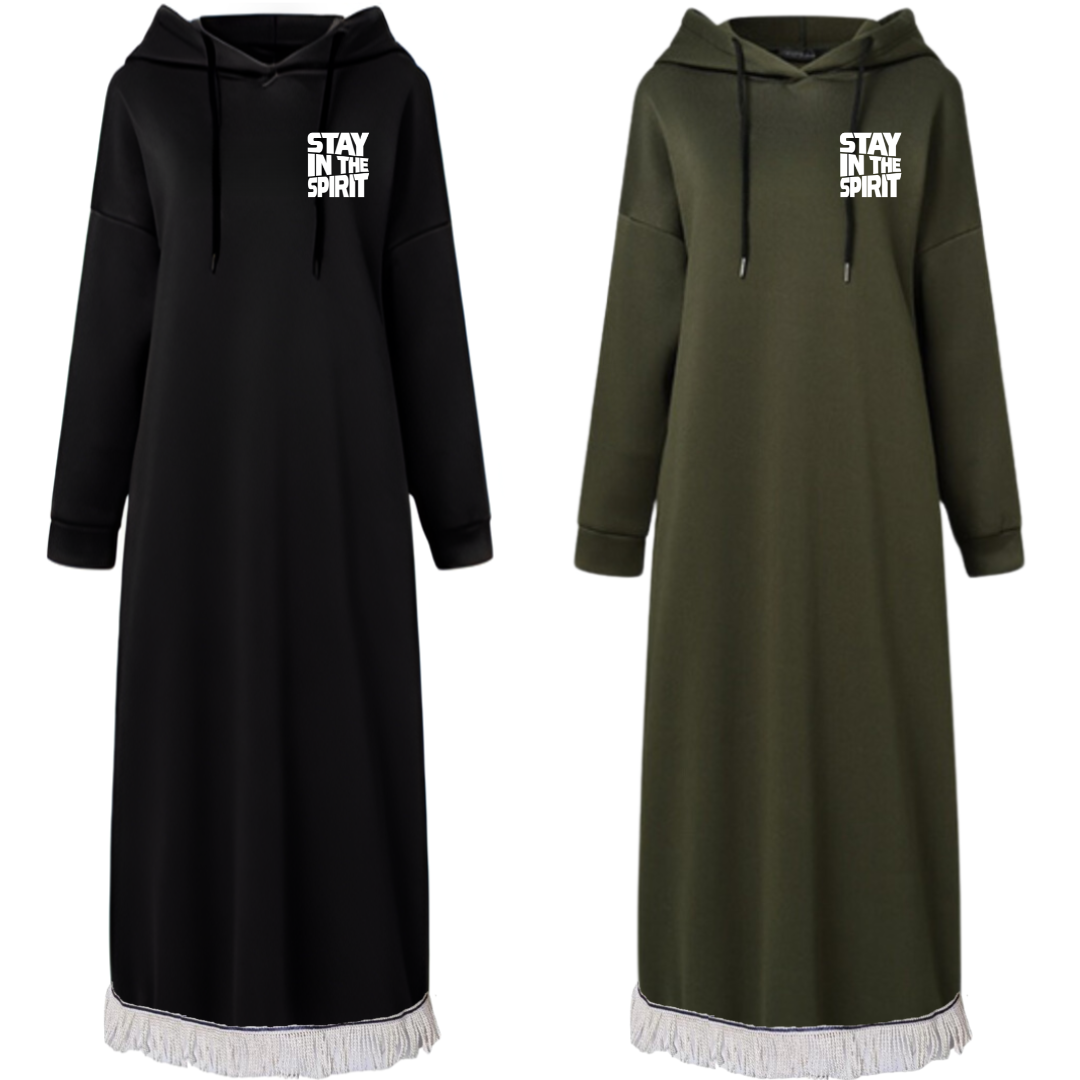 Stay in the Spirit Hooded Sweatshirt Dress with Pockets