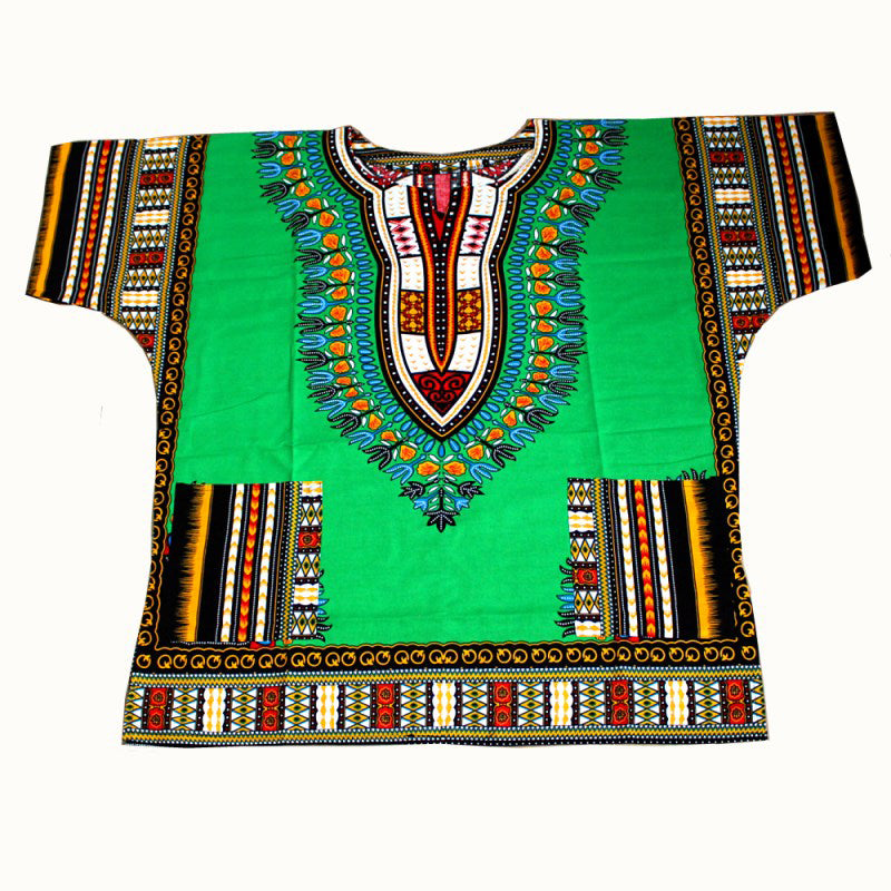 100% Cotton Tribal Print Dashiki Shirt with Fringes