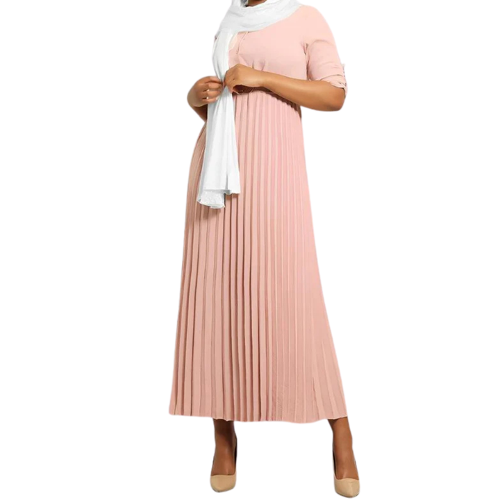 Logo Belt Pleated Maxi Dress