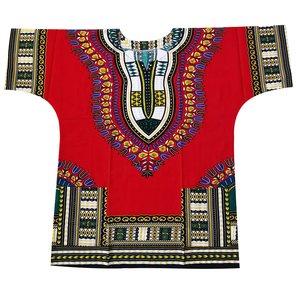 100% Cotton Tribal Print Dashiki Shirt with Fringes