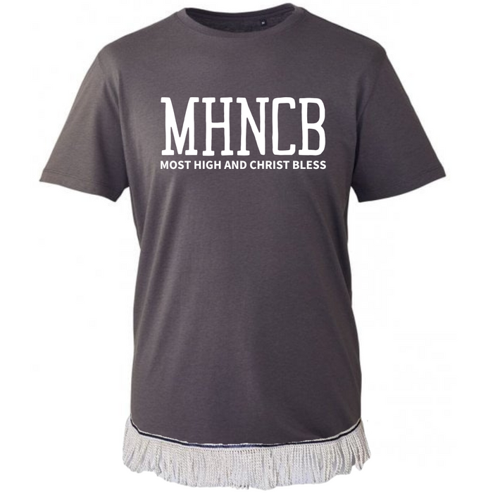 Grey MHNCB Adult T-Shirt with White Bullion Fringe- 4XL