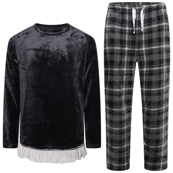 Men's Plush Lounge Set with Fringes