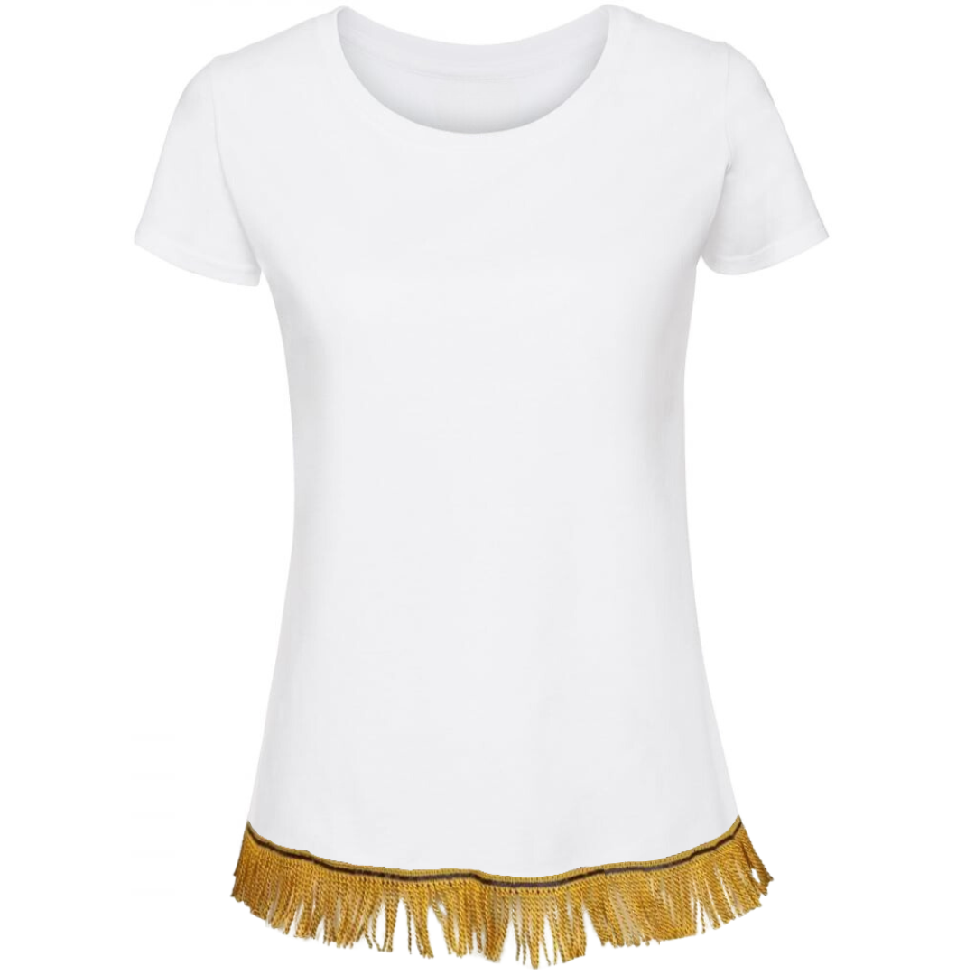 Women's Plain Short Sleeve T-Shirt with Fringes