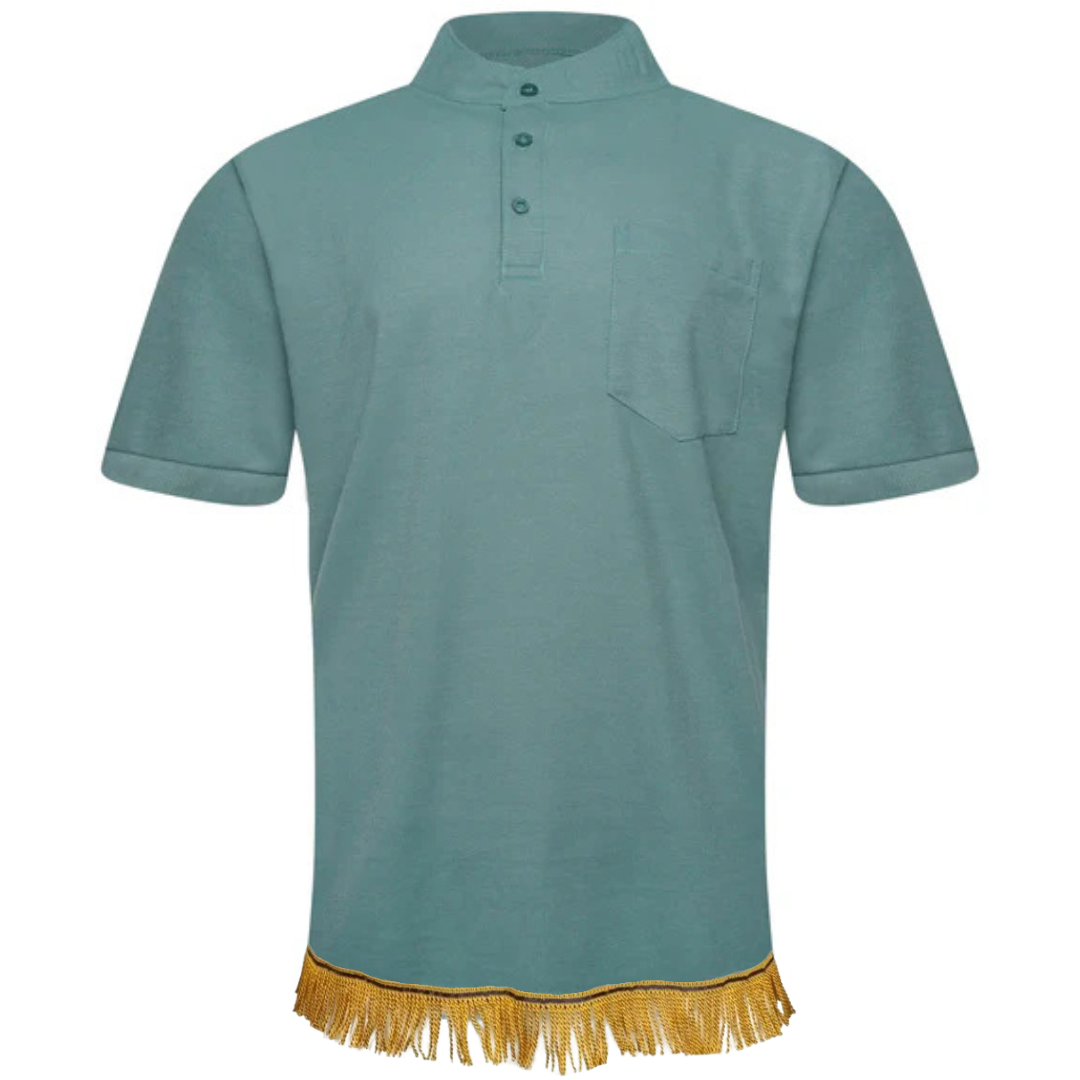 Men's Henley Collar Polo Shirt with Fringes