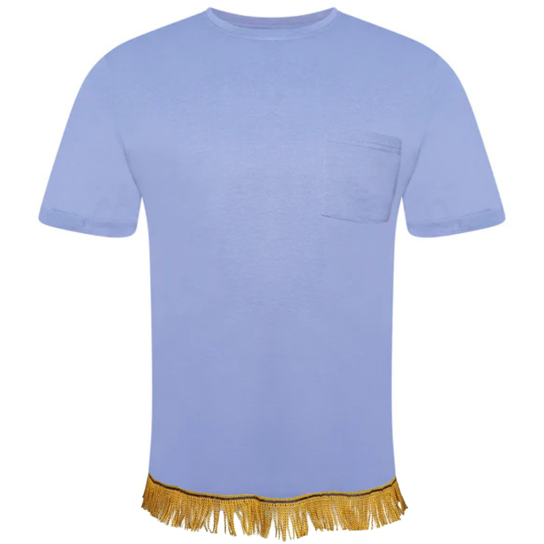 Crew Neck Pocket T-Shirt with Fringes