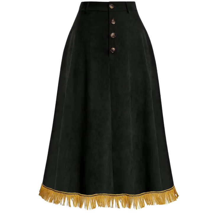 Corduroy Button Front A-Line Midi Skirt (PLUS SIZE)