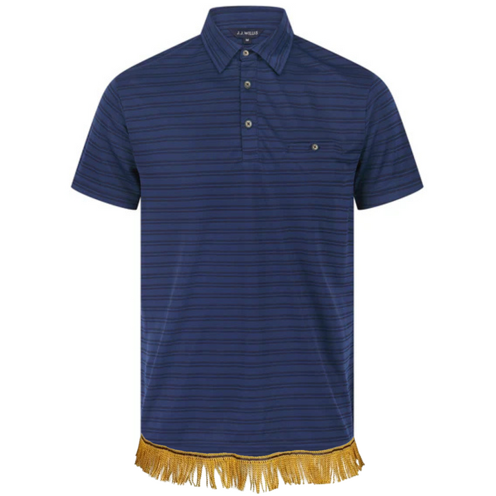 Lightweight Striped Polo Shirt with Fringes