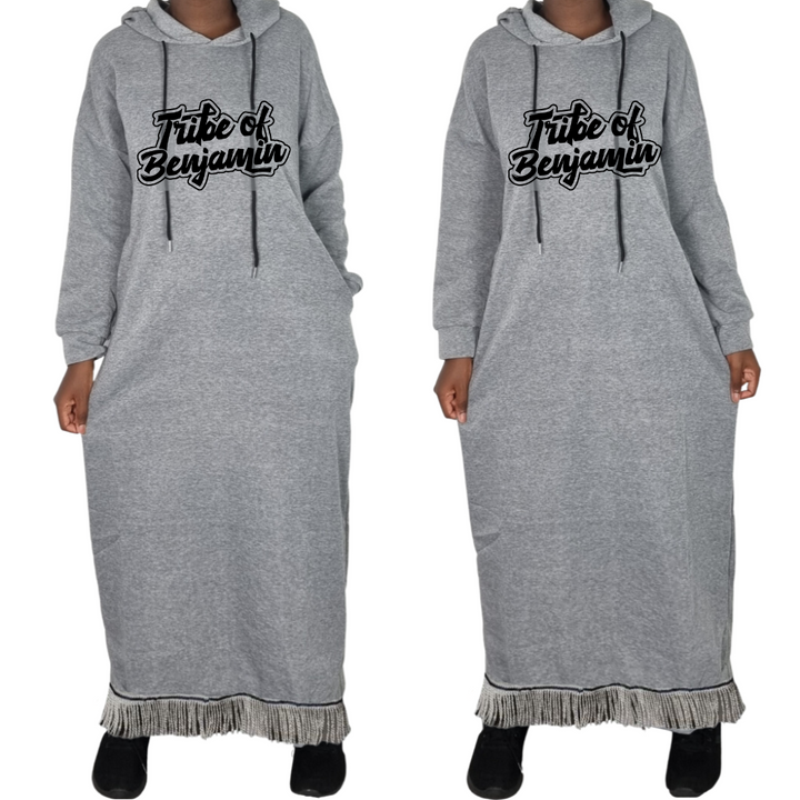 Tribe of Benjamin Hooded Sweatshirt Dress with Pockets