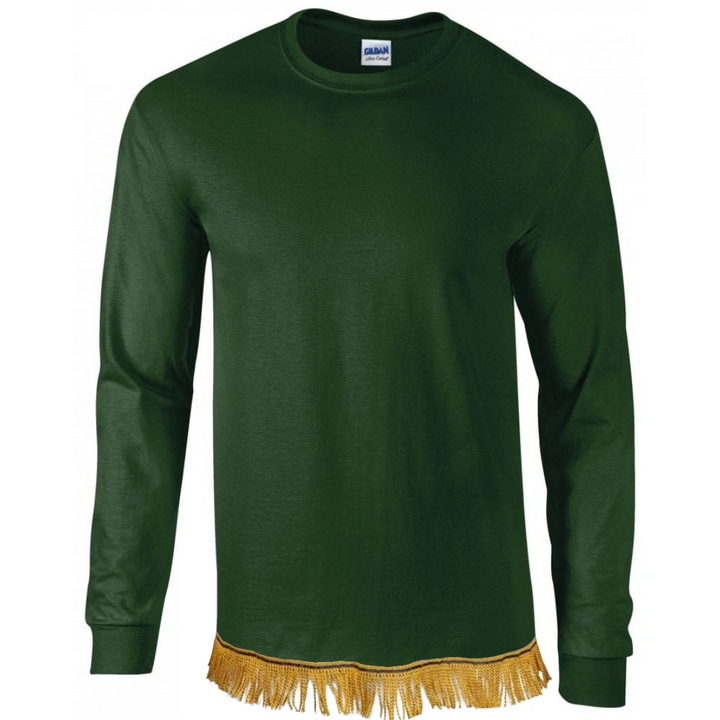 Men's Plain Long Sleeve T-Shirt with Fringes