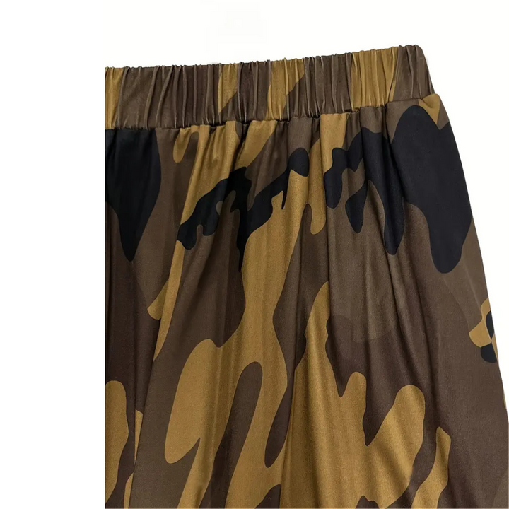 High-Waist Camouflage Print Maxi Skirt