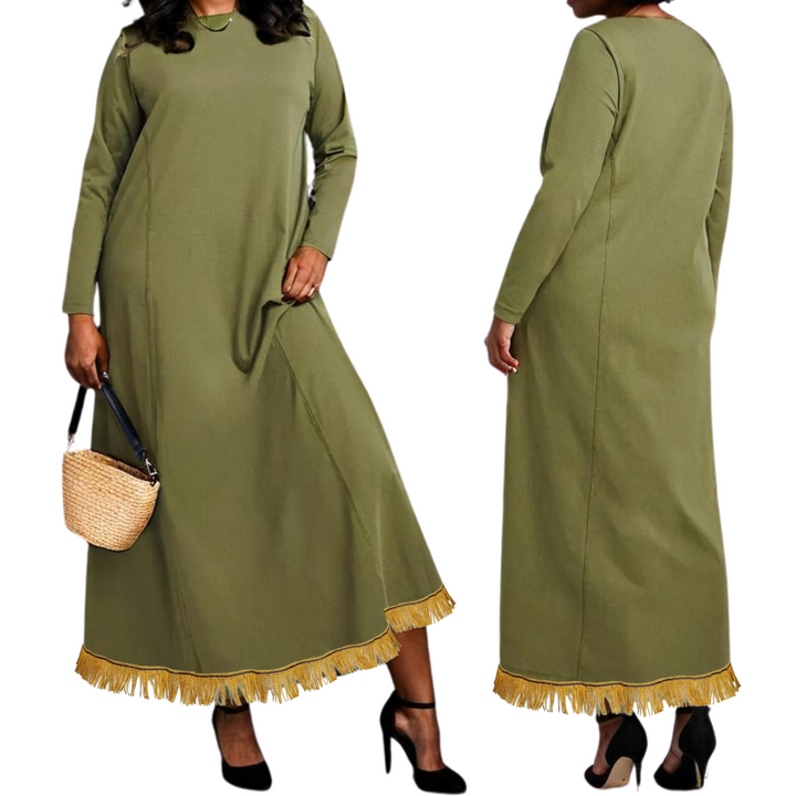 Khaki Cotton Jersey Maxi Dress