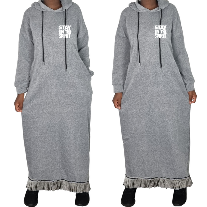 Stay in the Spirit Hooded Sweatshirt Dress with Pockets