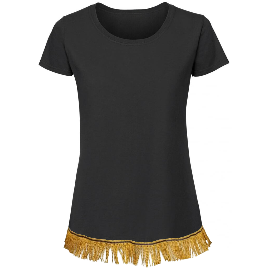 Women's Plain Short Sleeve T-Shirt with Fringes